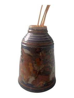 Handmade Brown & Blue Ceramic Vase - Home Art